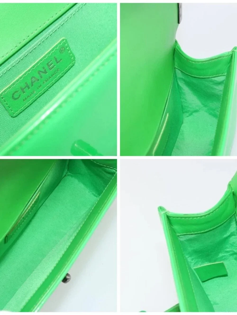 CHANEL Matelasse Chain Shoulder Bag Patent leather Green CC Auth 179242